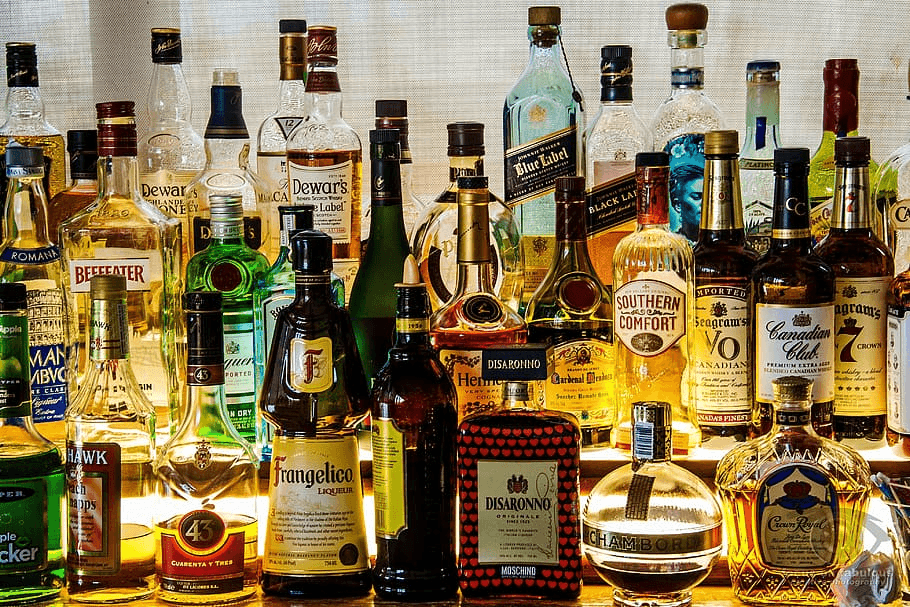 A collection of bottled alcoholic drinks