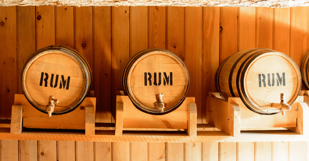 An image of three barrels of aging rums