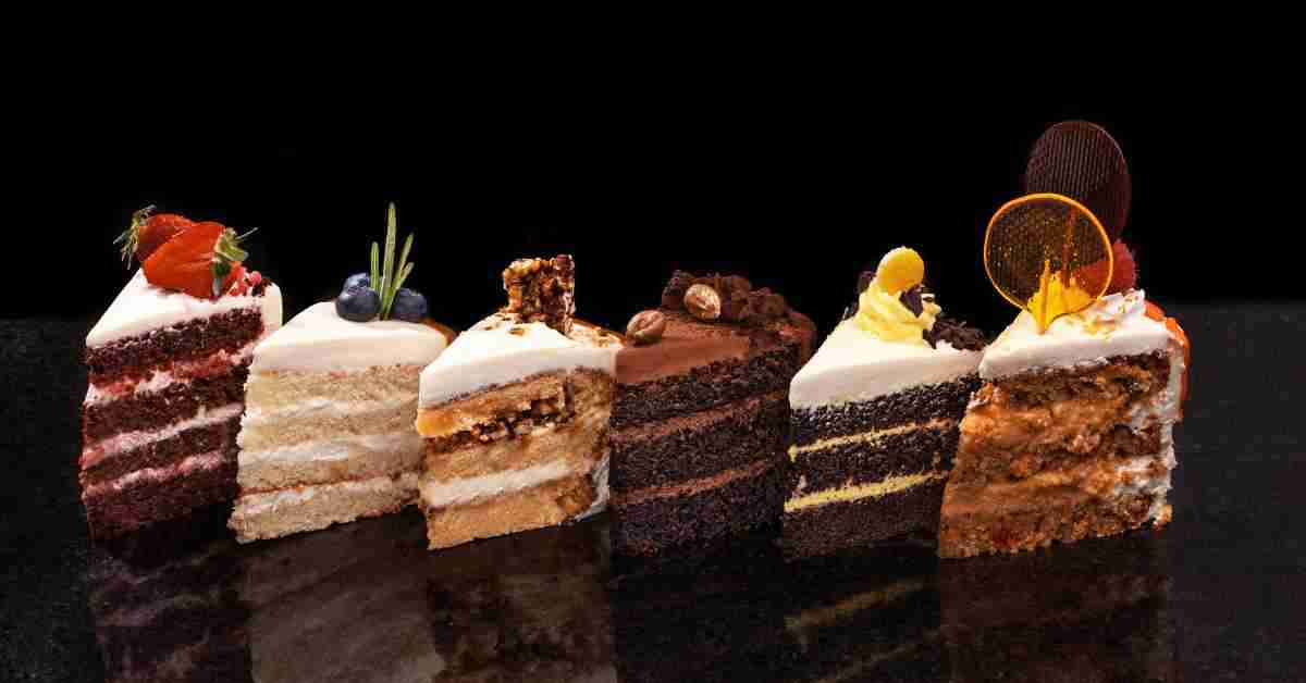 A selection of sliced cakes made from LiveGFree cake mix recipes