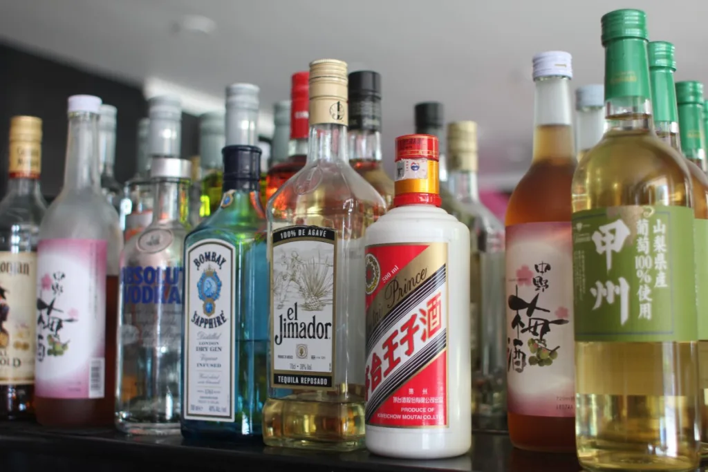 A selection of bottled alcoholic drinks