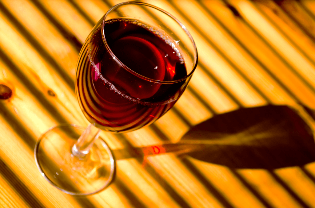 A wine glass filled with sweet vermouth