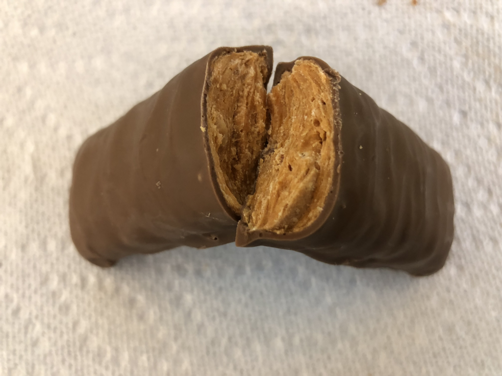 A split in half Butterfinger chocolate