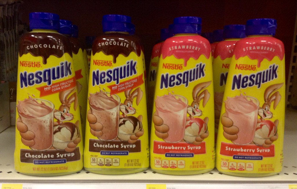 An image of Nesquik Chocolate and Strawberry Syrups
